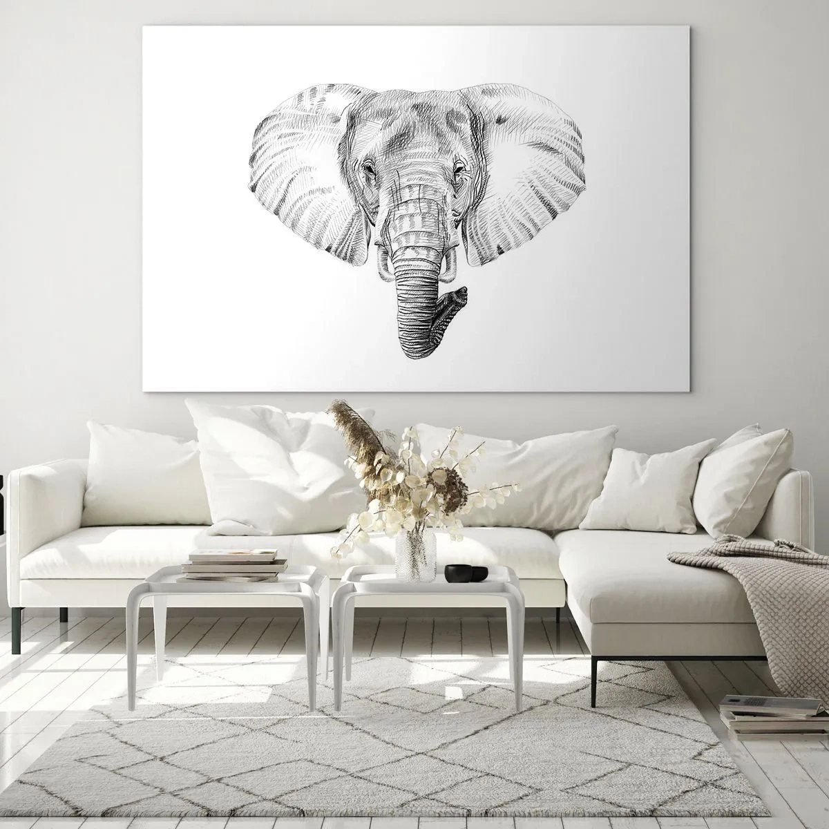 Glastavla - Bild på glas - "Det var en elefant, stor som elefant" - 120x80 cm
