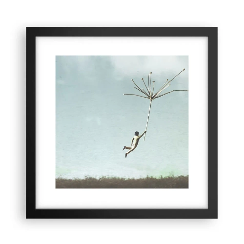 Affisch i svart ram - Drakar, maskrosor, vind - 30x30 cm