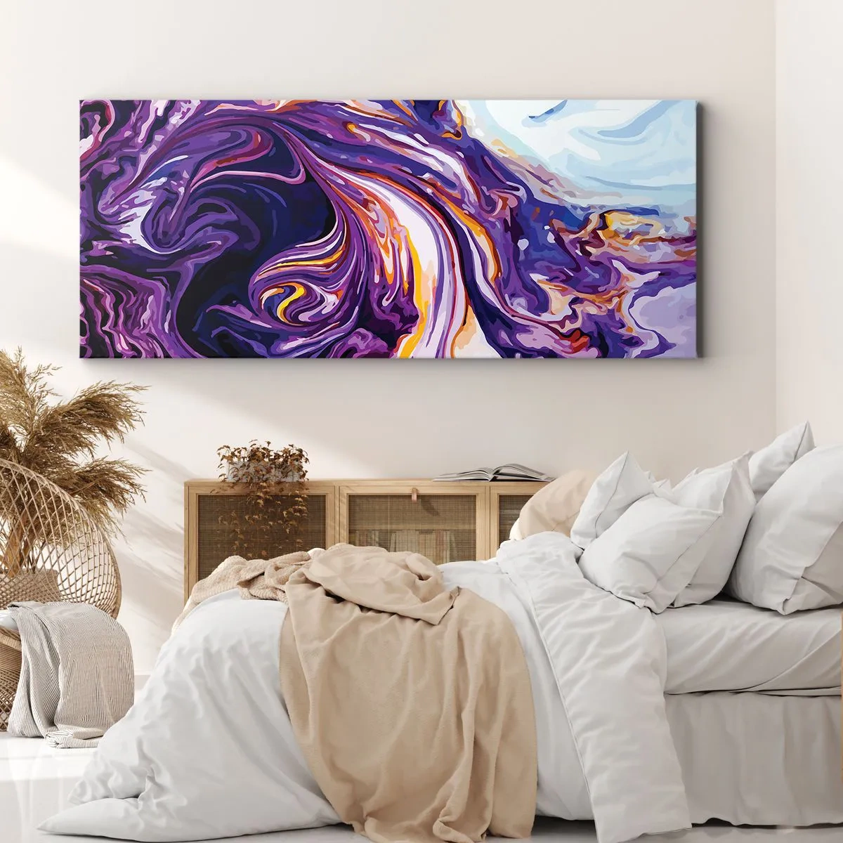 Canvastavla - Bild på duk - Böjt rum i viol - 100x40 cm