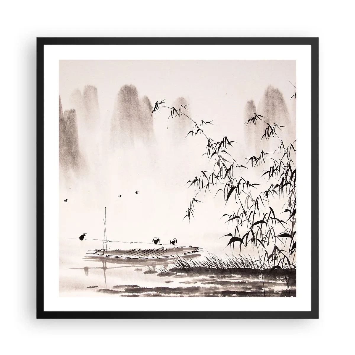 Affisch i svart ram - Risfältens tystnad - 60x60 cm