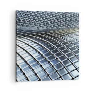 Canvastavla - Bild på duk - Metallisk silver våg - 60x60 cm