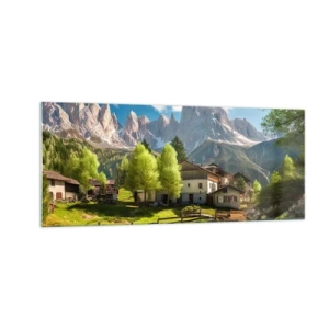 Glastavla - Bild på glas - Alpin idyll - 100x40 cm
