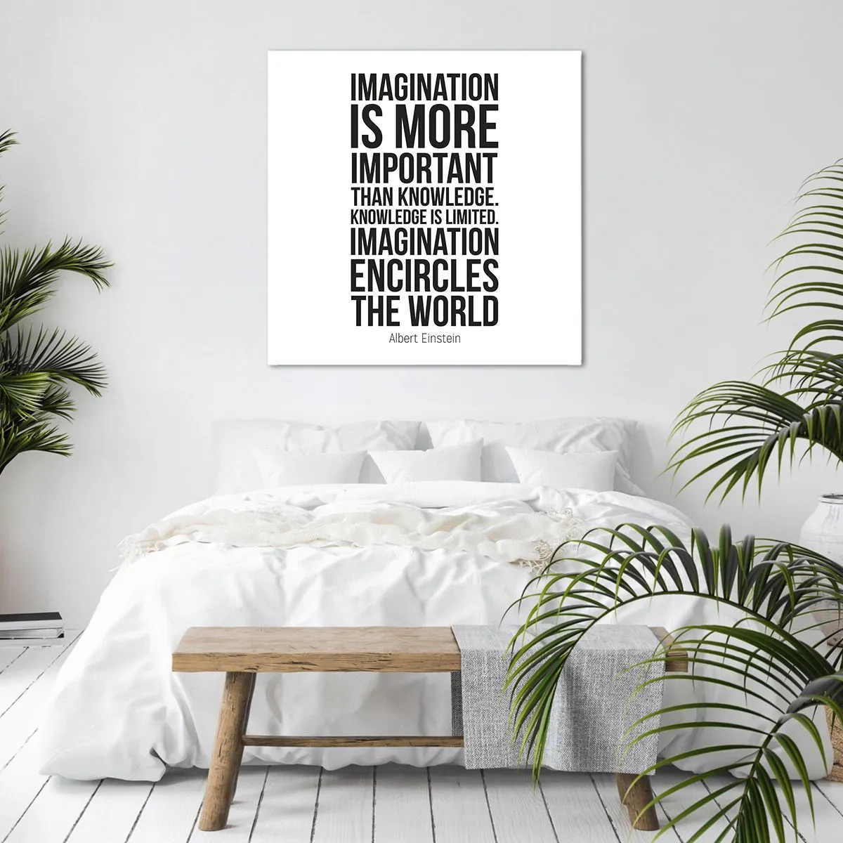 Canvastavla - Bild på duk - Einstein om fantasins styrka - 70x70 cm