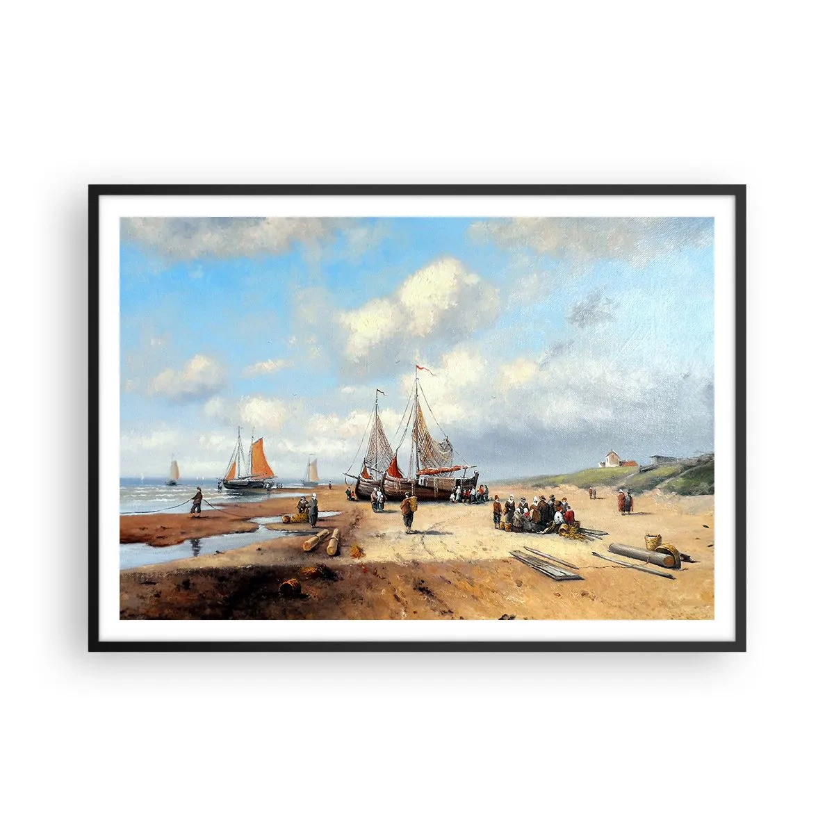 Affisch i svart ram - Efter en lyckad fångst - 100x70 cm