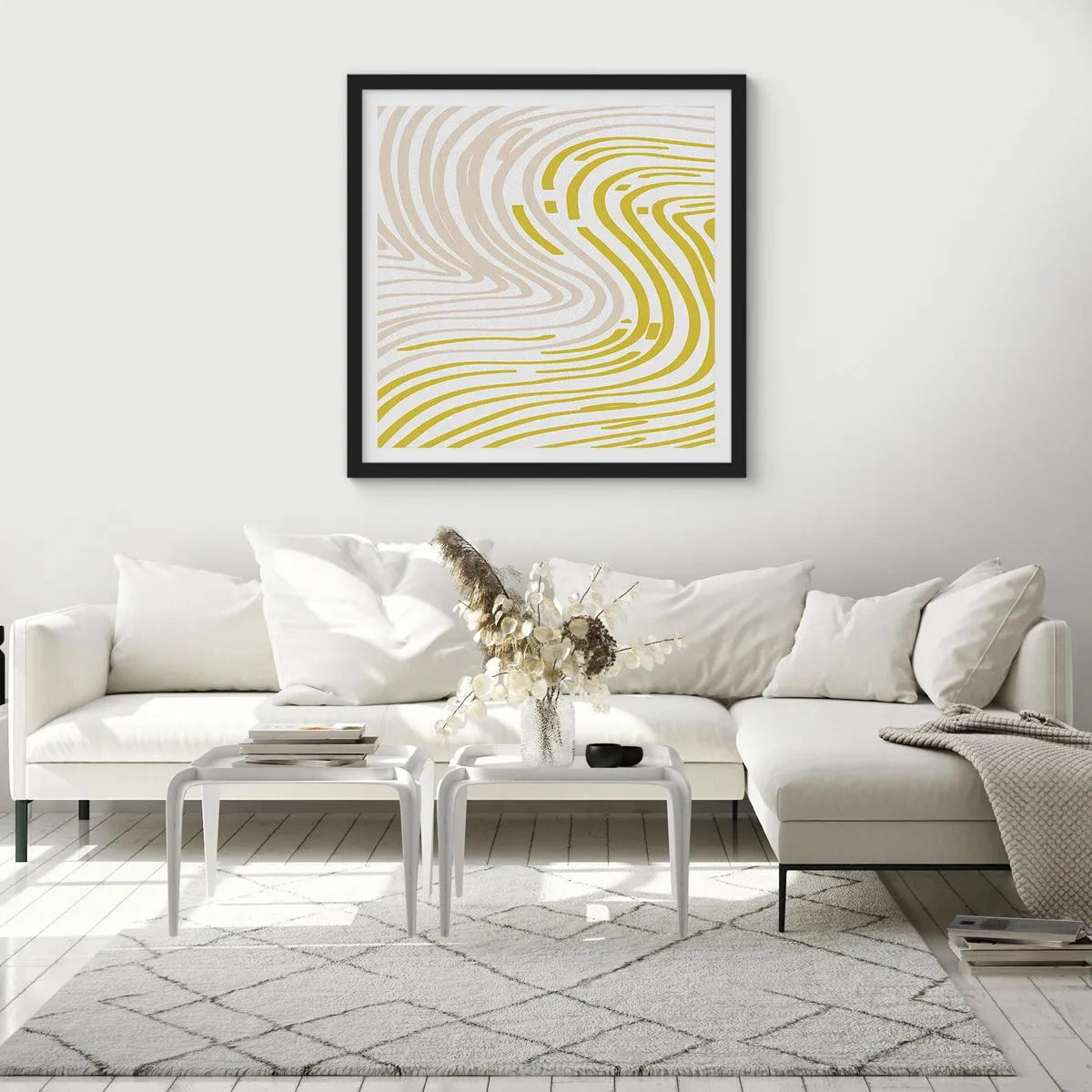 Affisch i svart ram - Komposition med en mjuk böjning - 50x50 cm