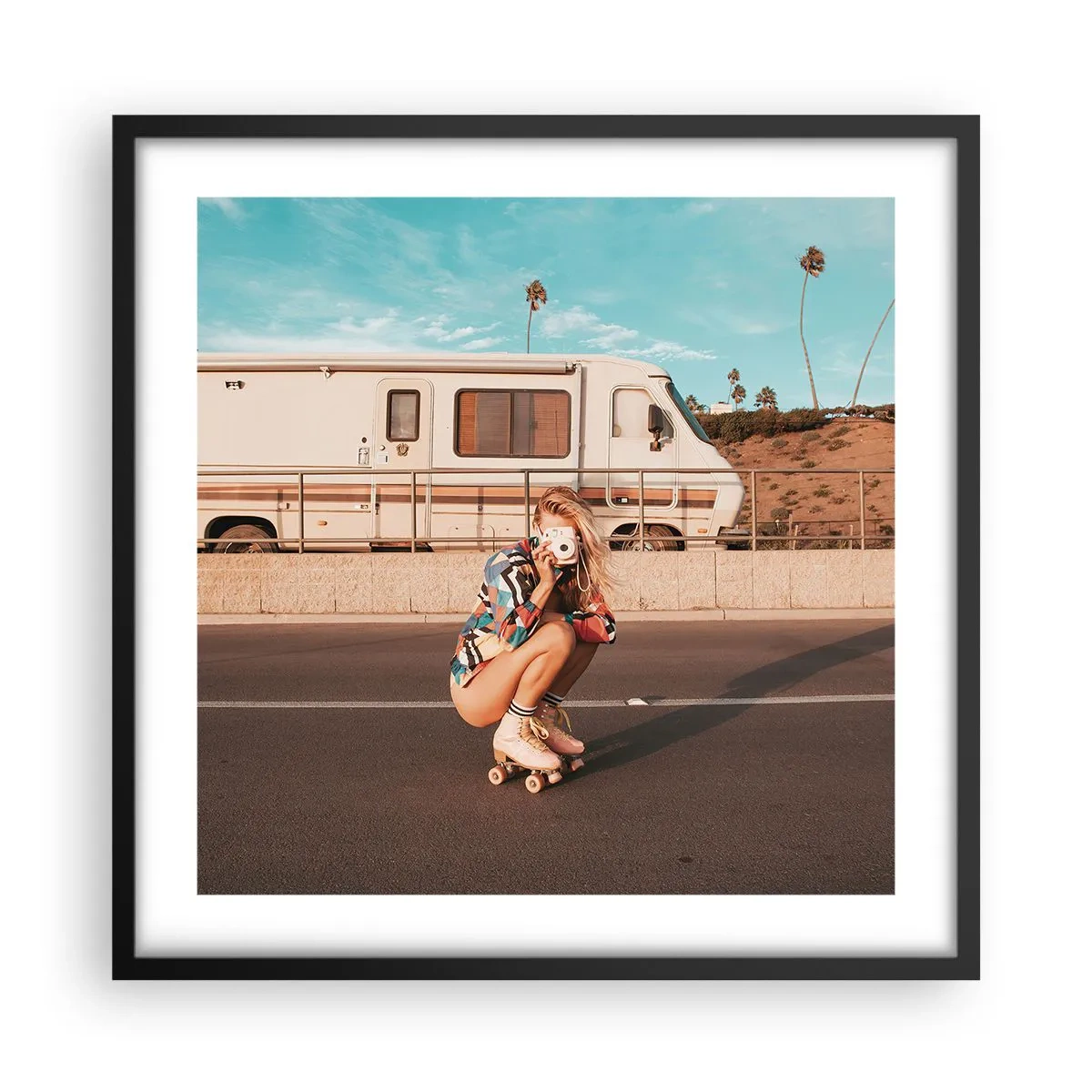 Affisch i svart ram - Ett leende, tack! - 50x50 cm