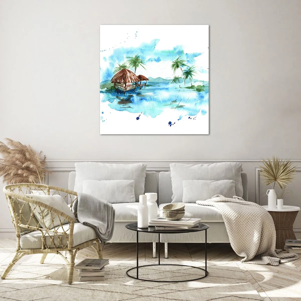 Glastavla - Bild på glas - Någonstans i Stilla havet - 50x50 cm