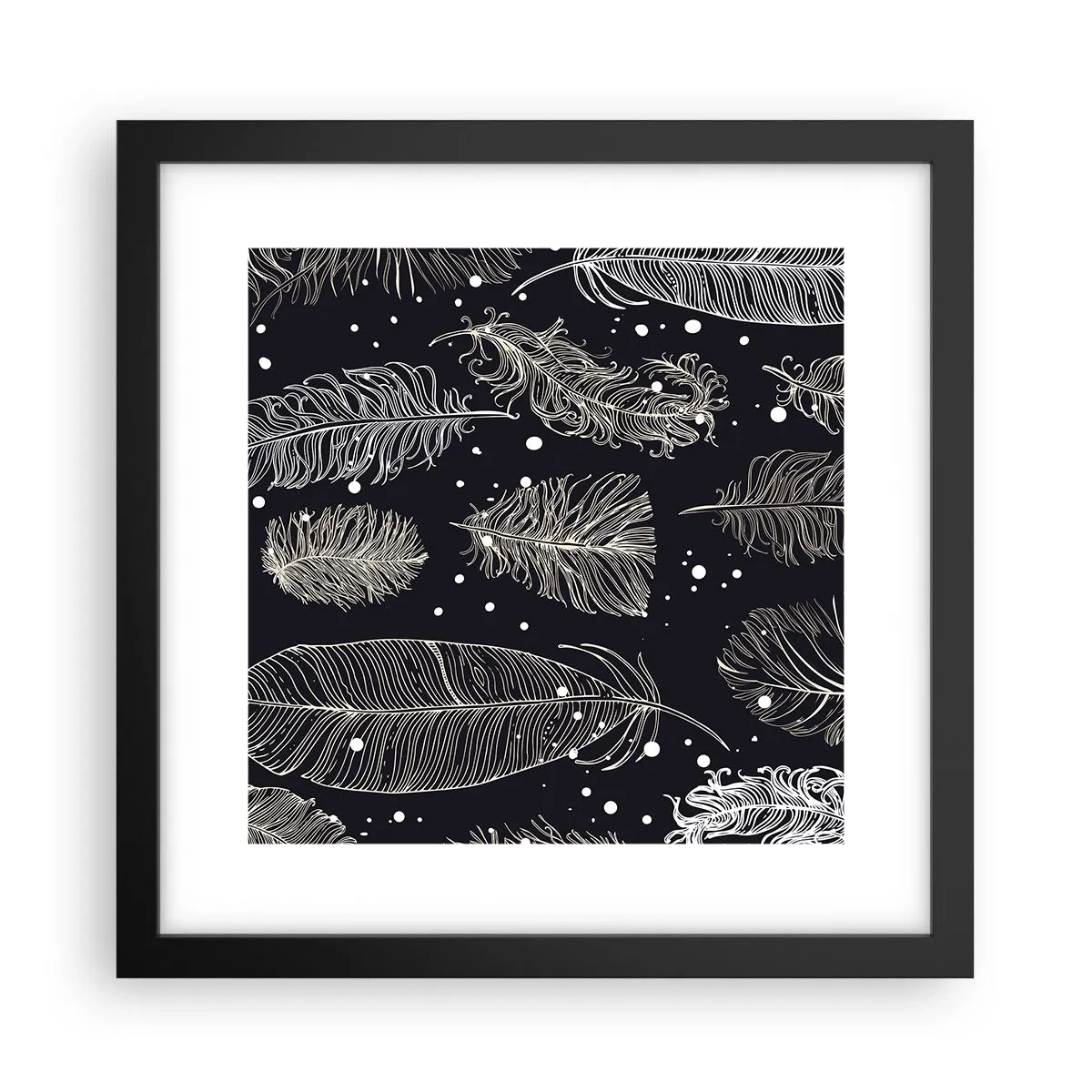 Affisch i svart ram - Fjäderspets - 30x30 cm