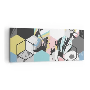 Canvastavla - Bild på duk - Sexkanter och kuber i sex färger - 100x40 cm