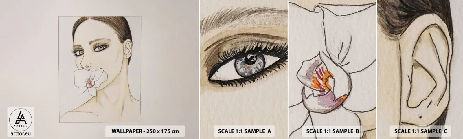 Fototapet Prov Standard Eco - Elegansens och skönhetens symbol - Abstraktion, Bit, Kvinna - 100x30 cm