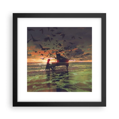 Affisch i svart ram - Konsert för piano och vågor - 30x30 cm