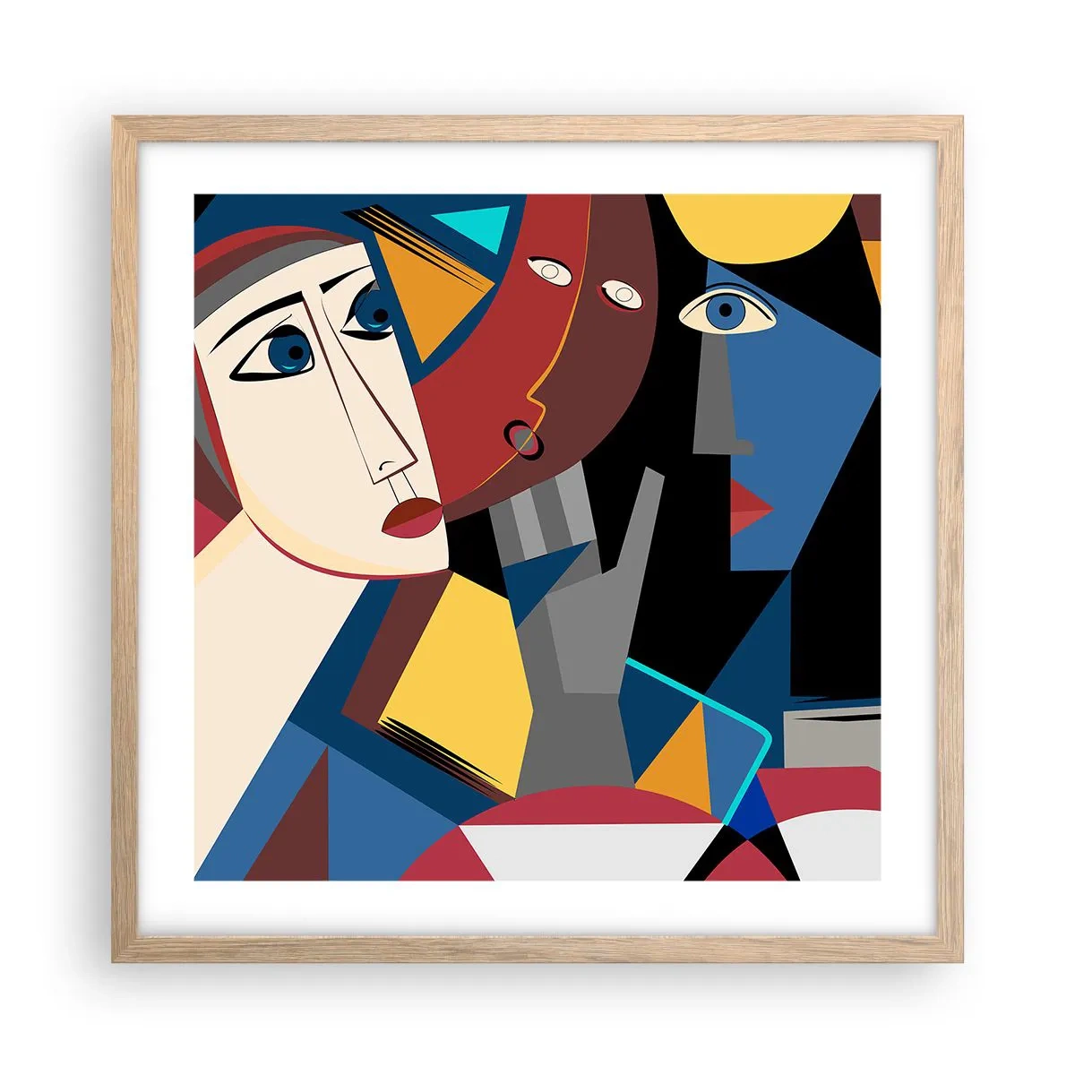 Affisch i ram av ljusek - Kubistiskt samtal - 50x50 cm