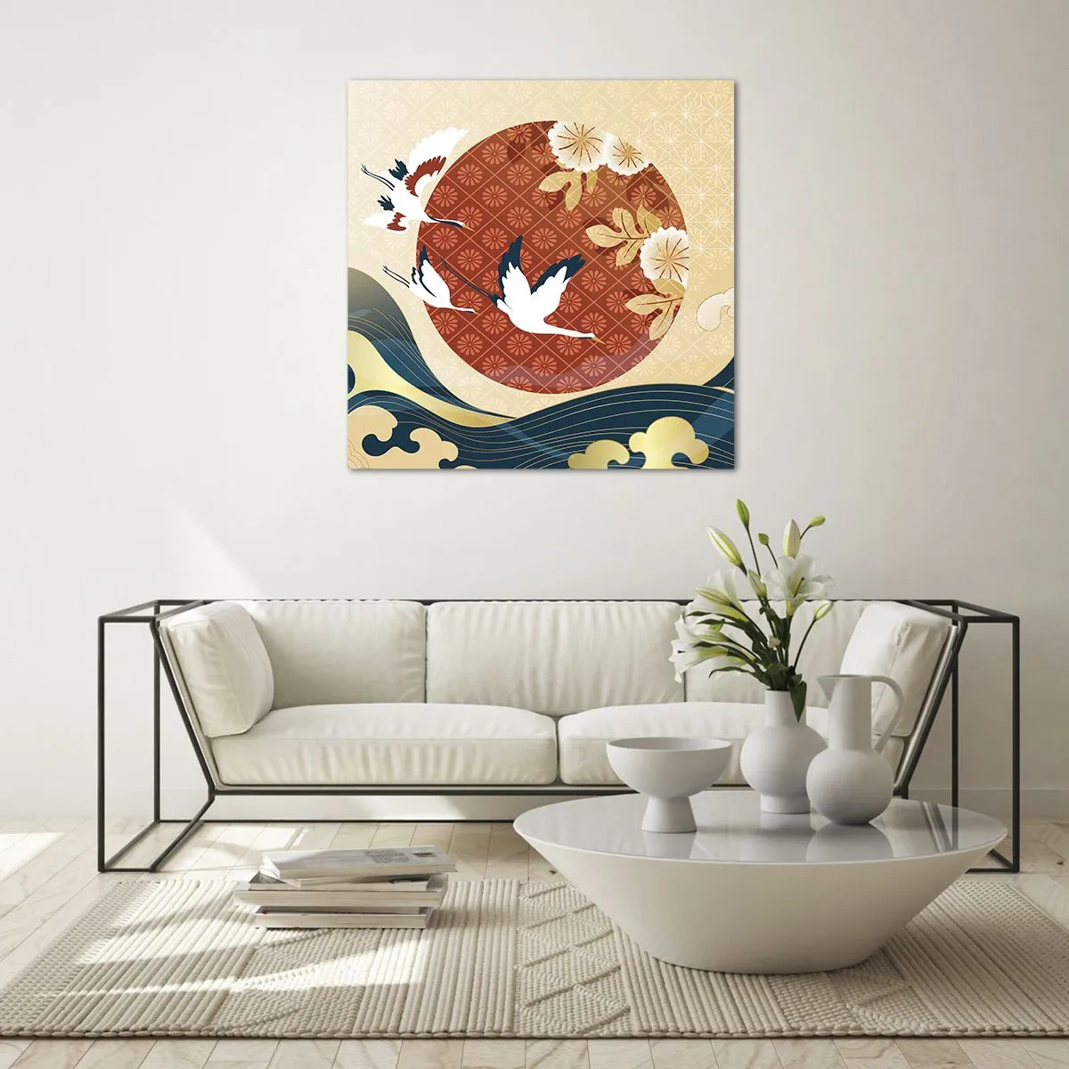 Glastavla - Bild på glas - Japansk saga - 60x60 cm