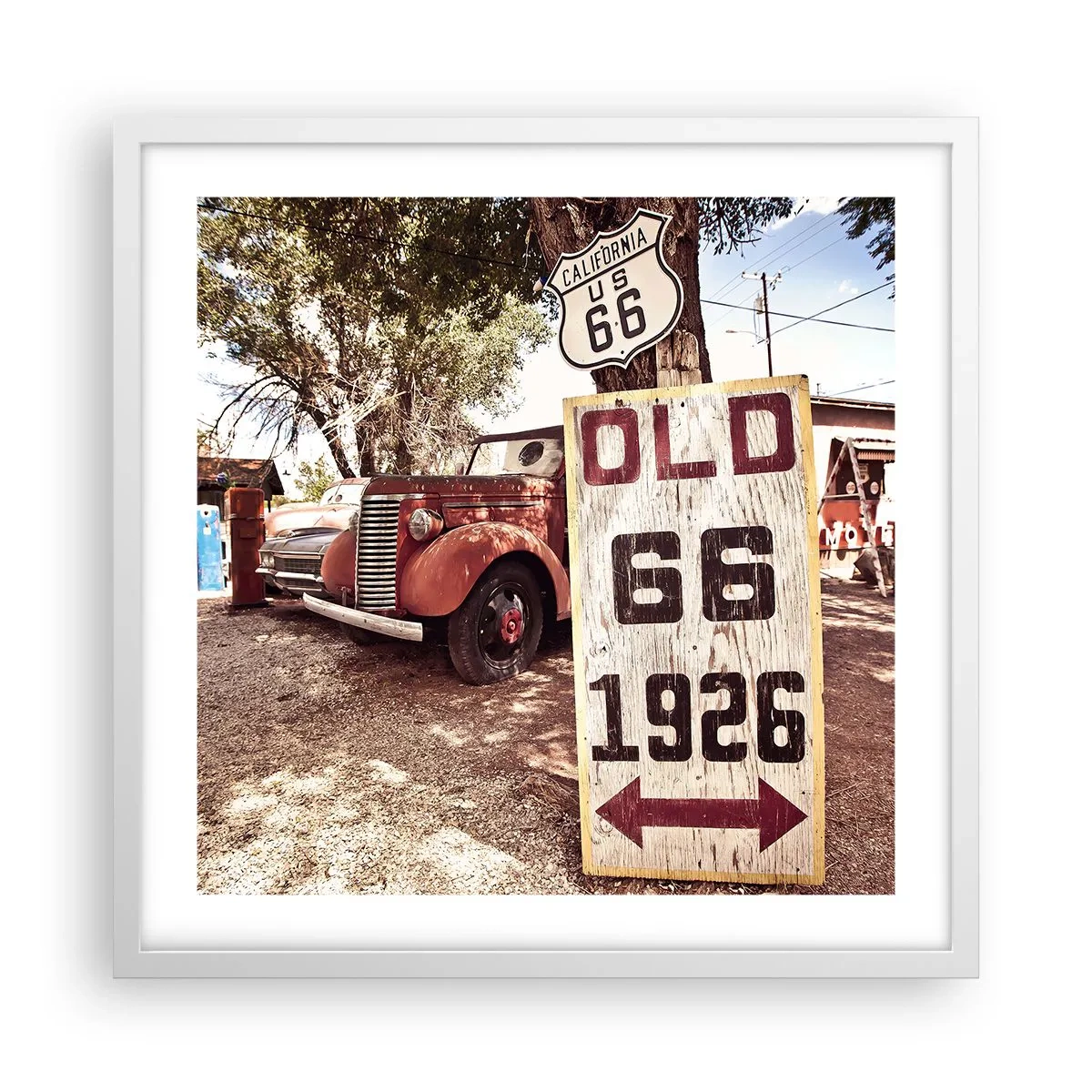 Affisch i vit ram - Amerikanska provinsens legend - 50x50 cm