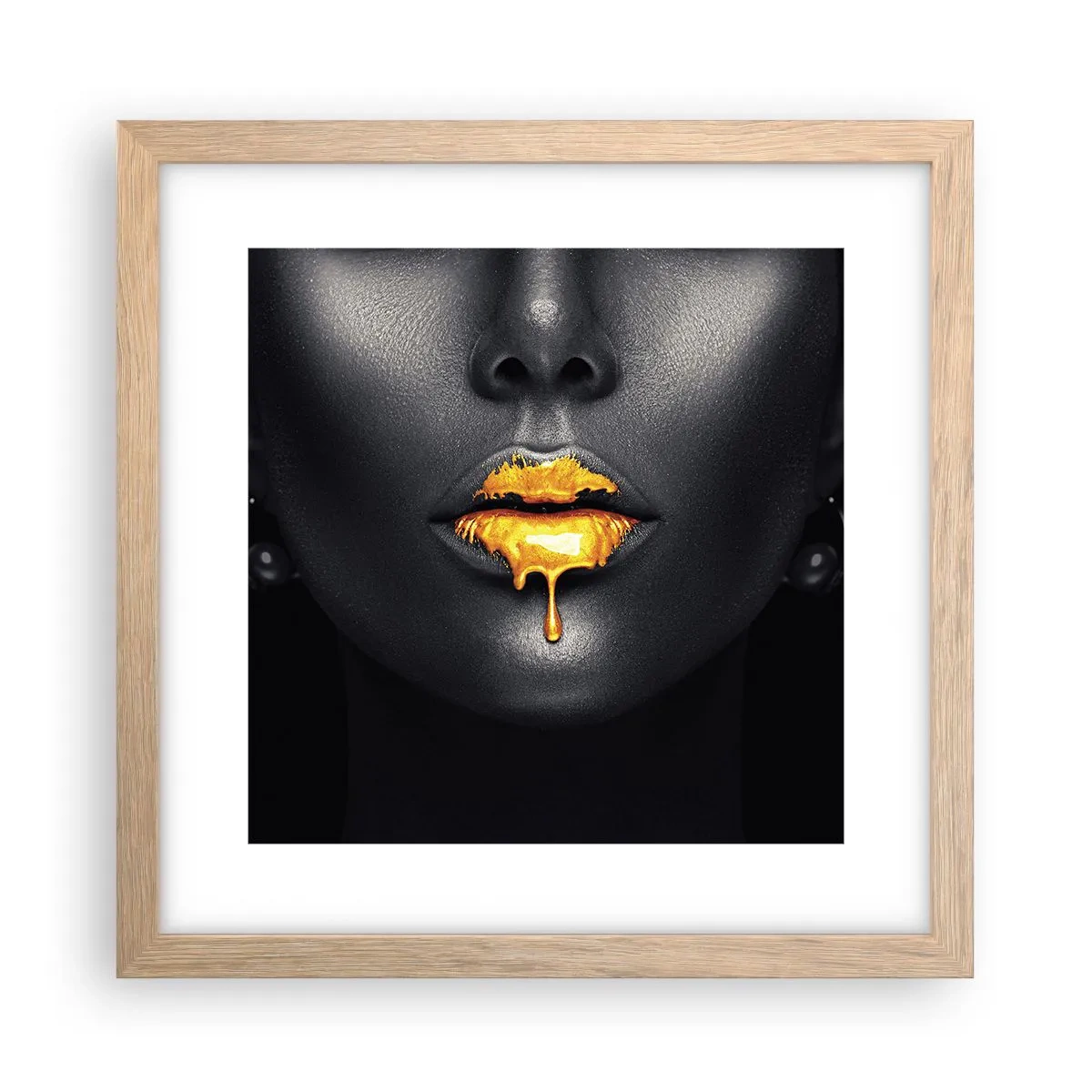 Affisch i ram av ljusek - Guldmun - 30x30 cm