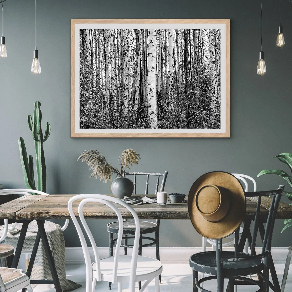 Affisch i ram av ljusek - Björkpelargång - 50x40 cm
