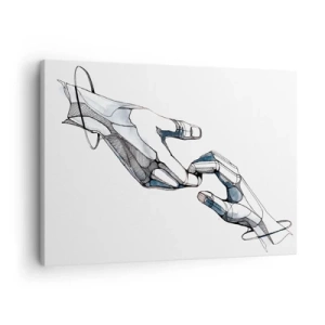 Canvastavla - Bild på duk - Konstnärlig representation av en hand i minimalistisk och geometrisk form - 70x50cm - God gest - Modern väggdekoration för vardagsrum och sovrum ARTTOR