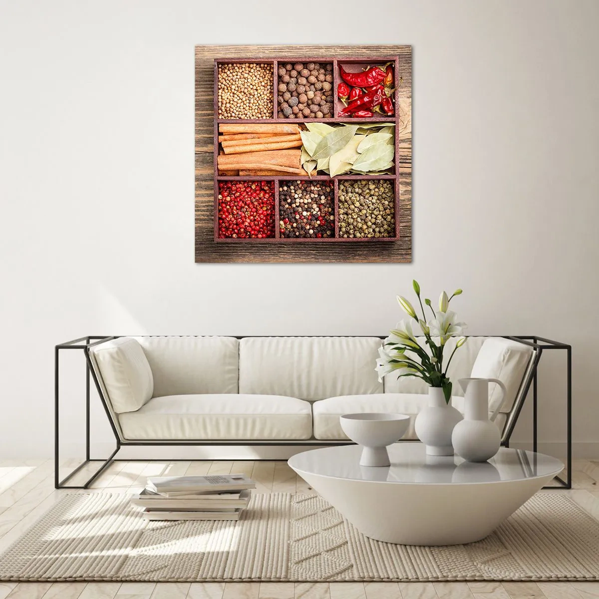 Glastavla - Bild på glas - Formordning, arombukett - 70x70 cm