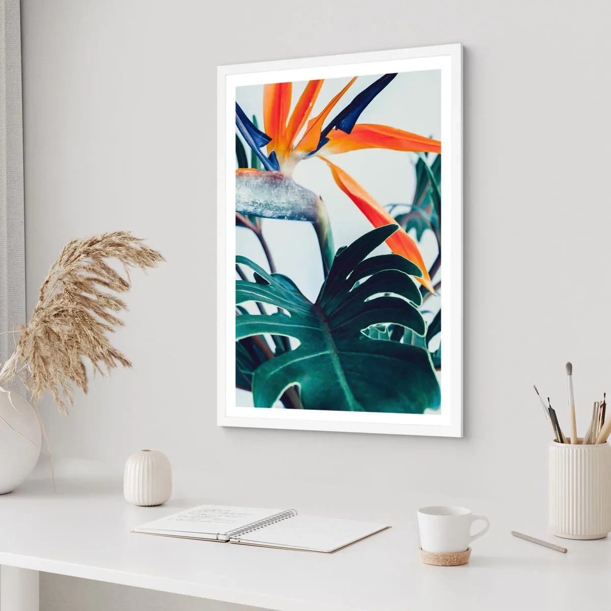 Affisch i vit ram - Fågelbuske - 40x50 cm