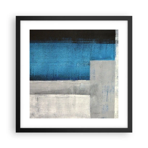 Affisch i svart ram - Poetisk komposition av grått och blått - 40x40 cm