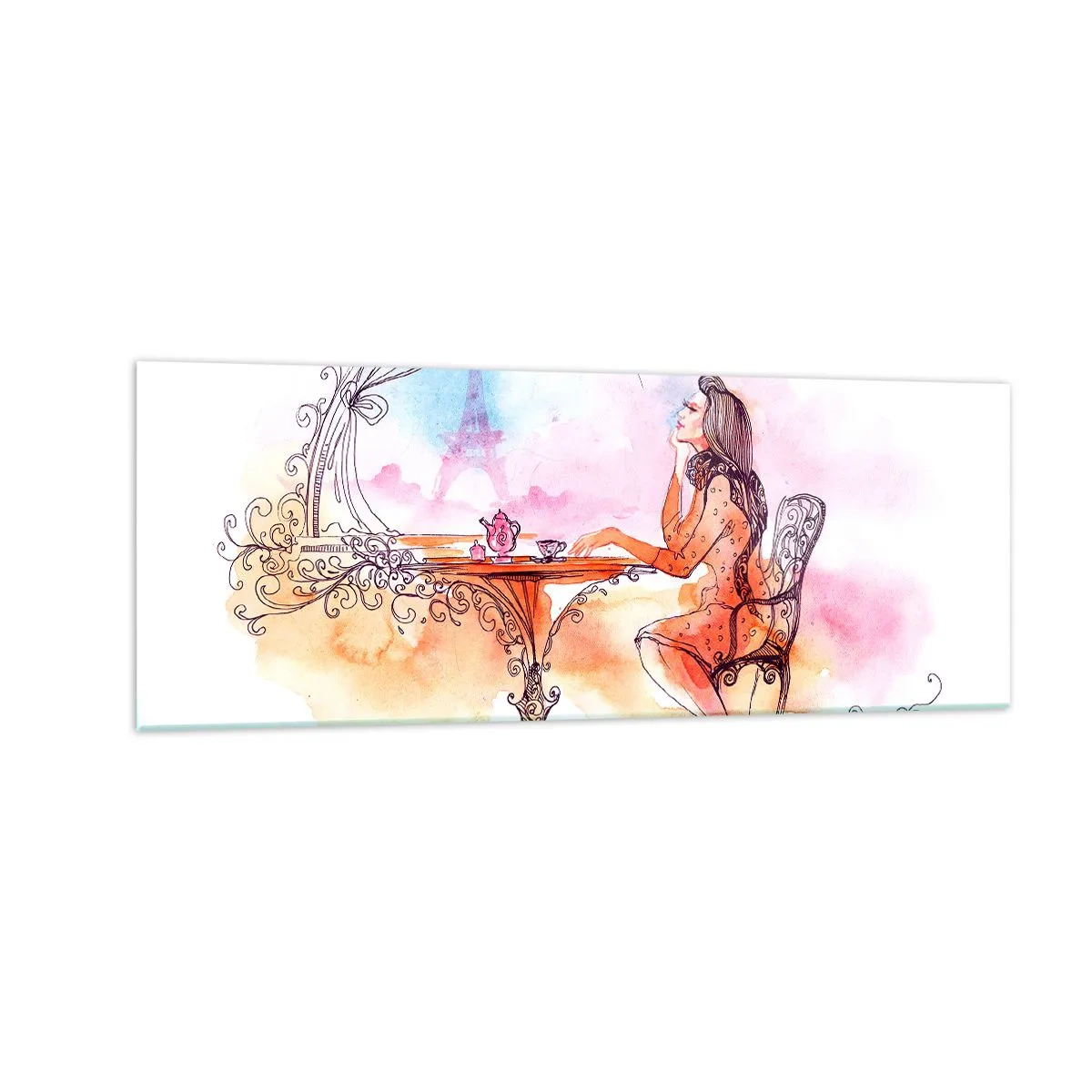 Glastavla - Bild på glas - Paris stil - 140x50 cm