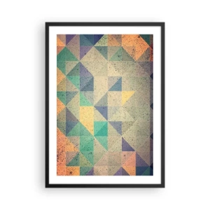 Affisch i svart ram - Färgglad abstraktion med ett geometriskt mönster av trianglar - 50x70cm - Trianglarnas republik - Modern väggdekoration för vardagsrum och sovrum ARTTOR