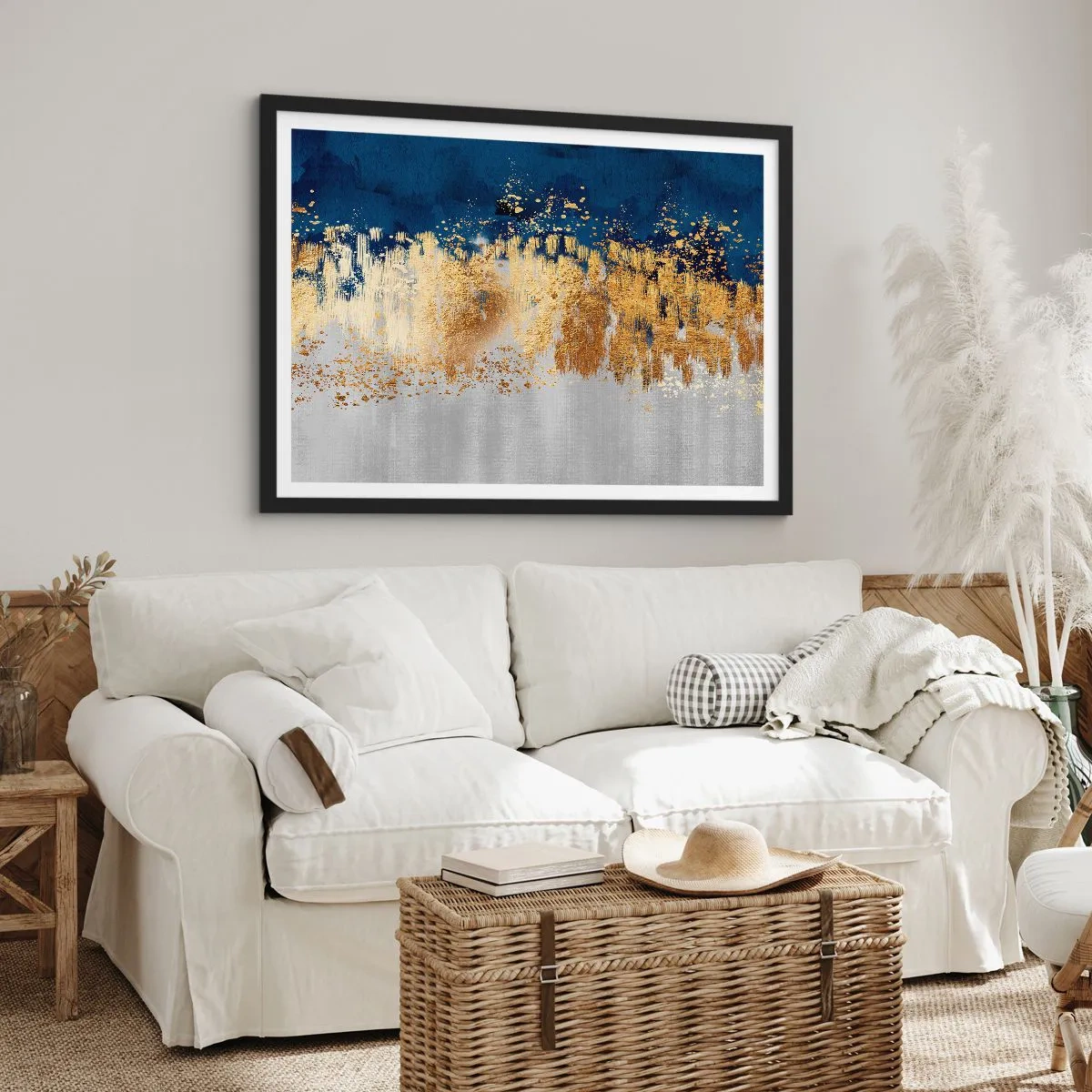 Affisch i svart ram - Modern komposition med blixt - 100x70 cm