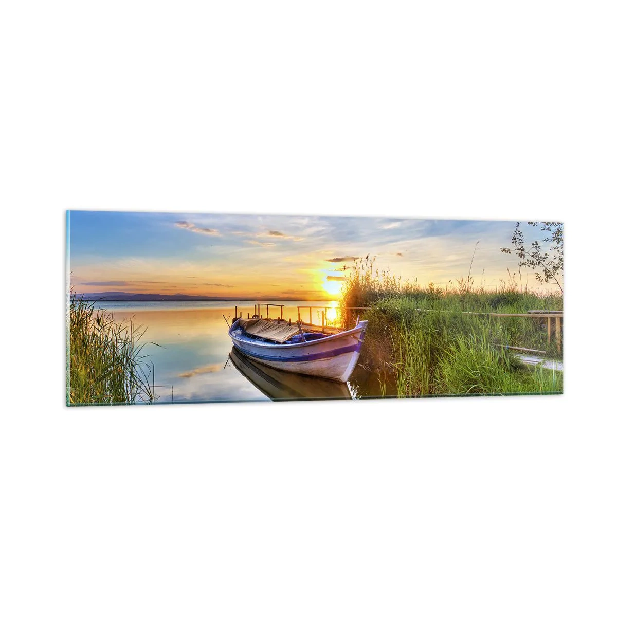 Glastavla - Bild på glas - Uppfyllda drömmars vik - 90x30 cm