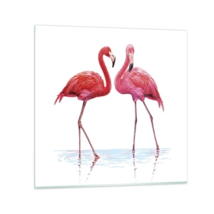 Glastavla - Bild på glas - Rosa rendez-vous - 70x70 cm