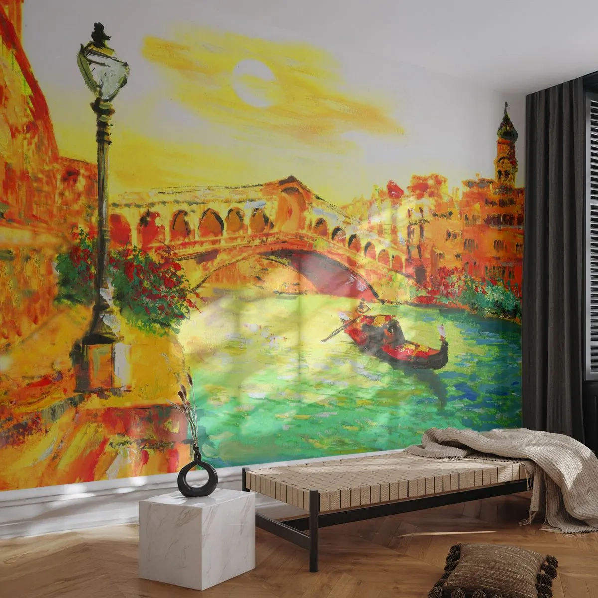 Fototapet Premium Sand - De förälskades pilgrimståg - Venedig, Stad, Arkitektur - 100x70 cm