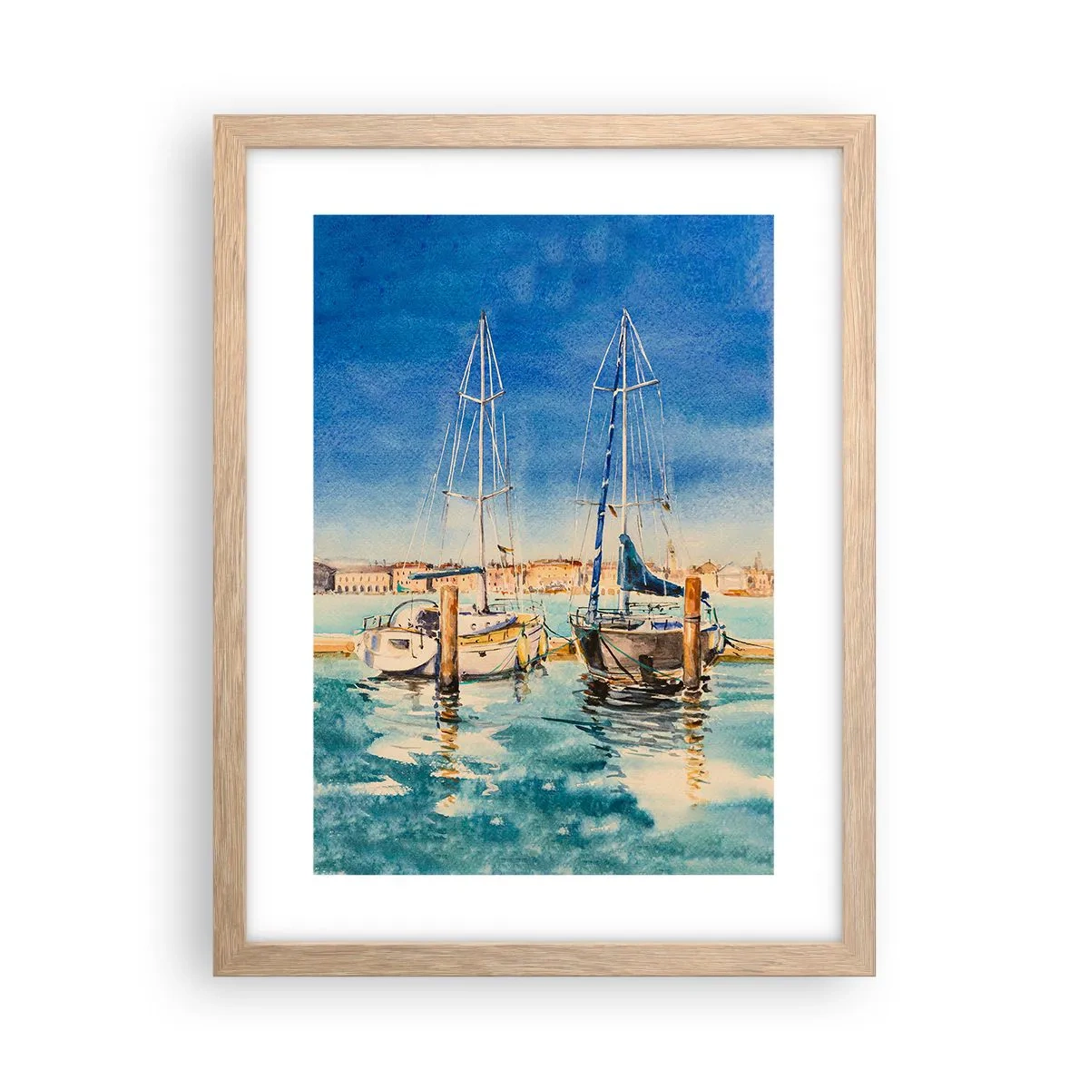 Affisch i ram av ljusek - Solig lagun - 30x40 cm