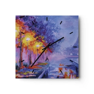 Väggklocka - Klocka på glas - Drömpromenad - 30x30 cm