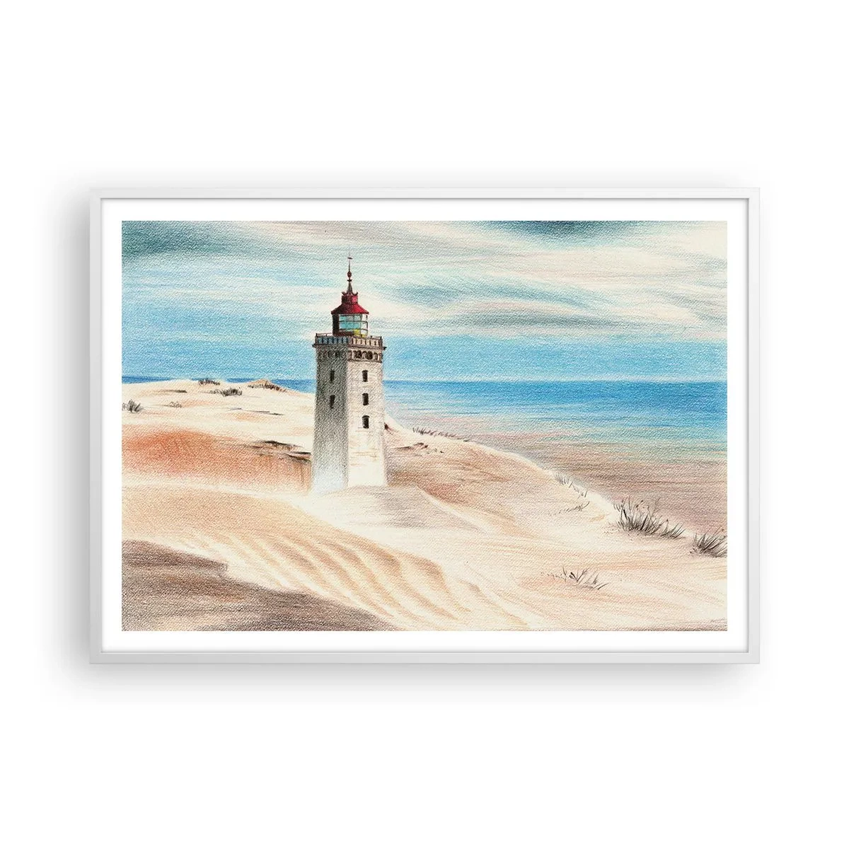 Affisch i vit ram - Tittar alltid i havet - 100x70 cm