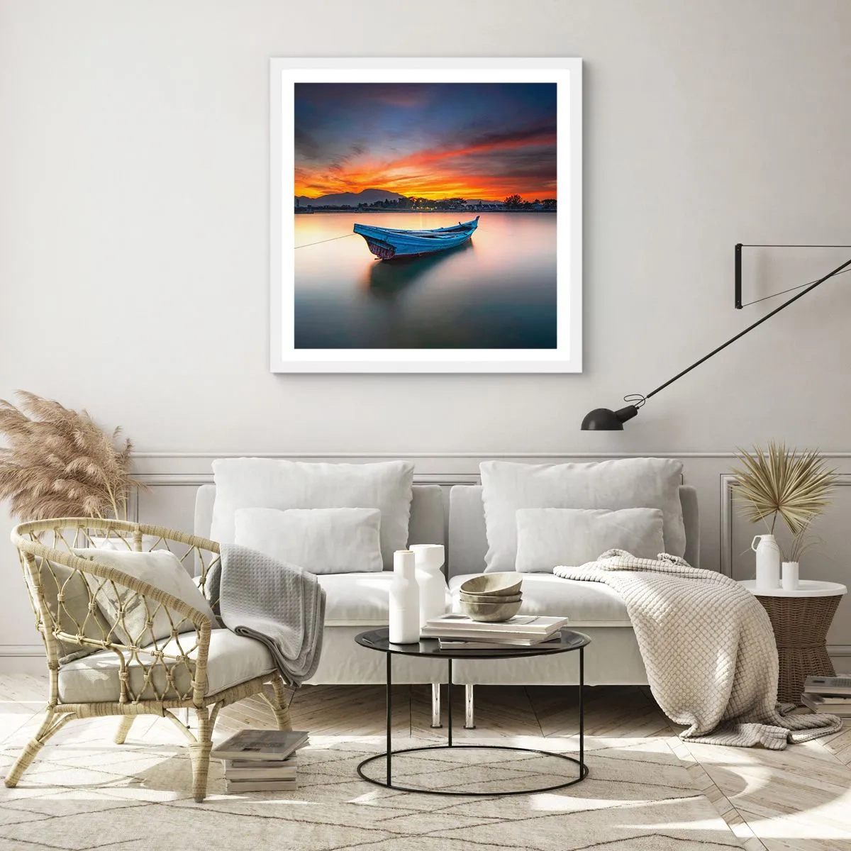 Affisch i vit ram - Det kommer en god natt - 50x50 cm