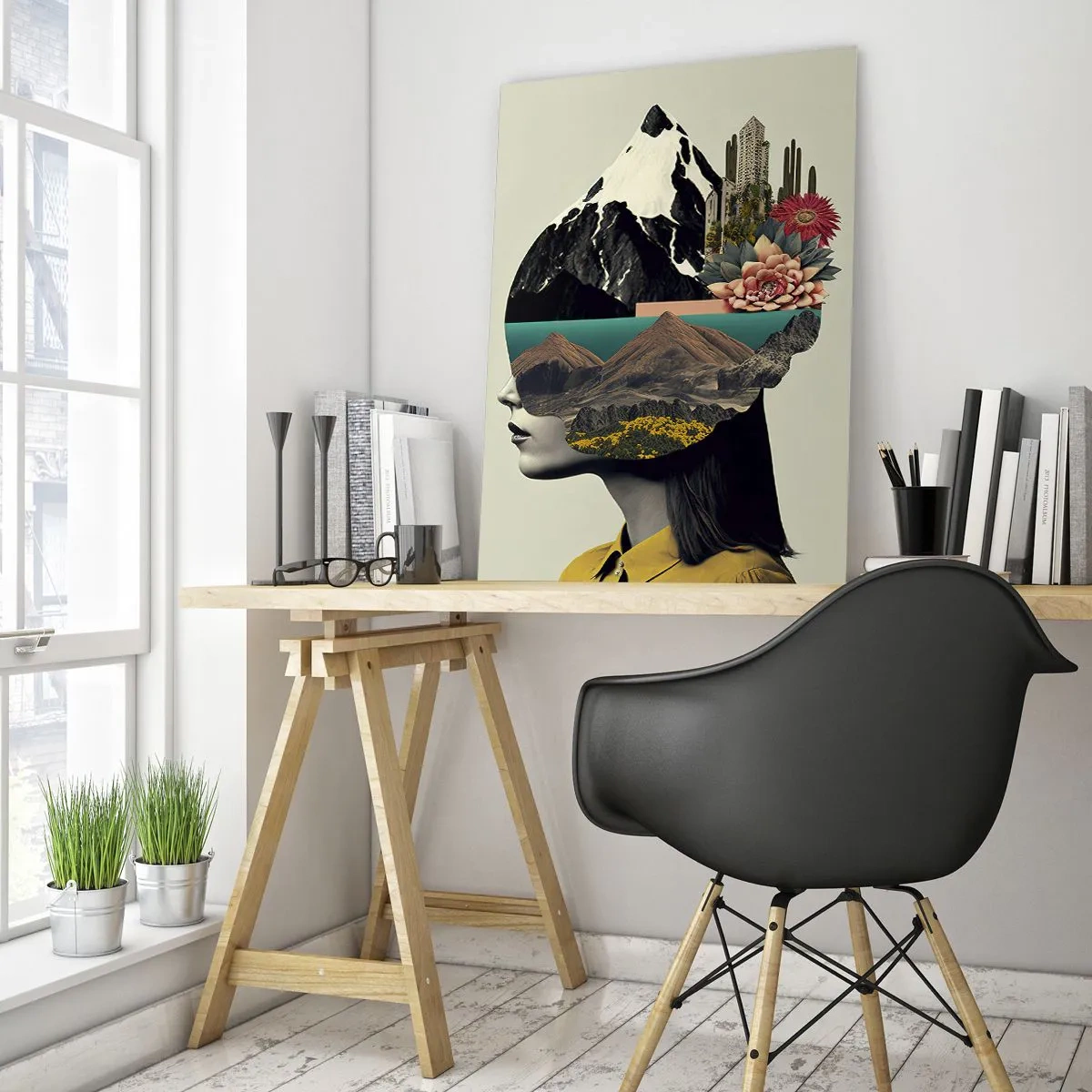 Glastavla - Bild på glas - Kvinnan - alltid ett mysterium - 50x70 cm