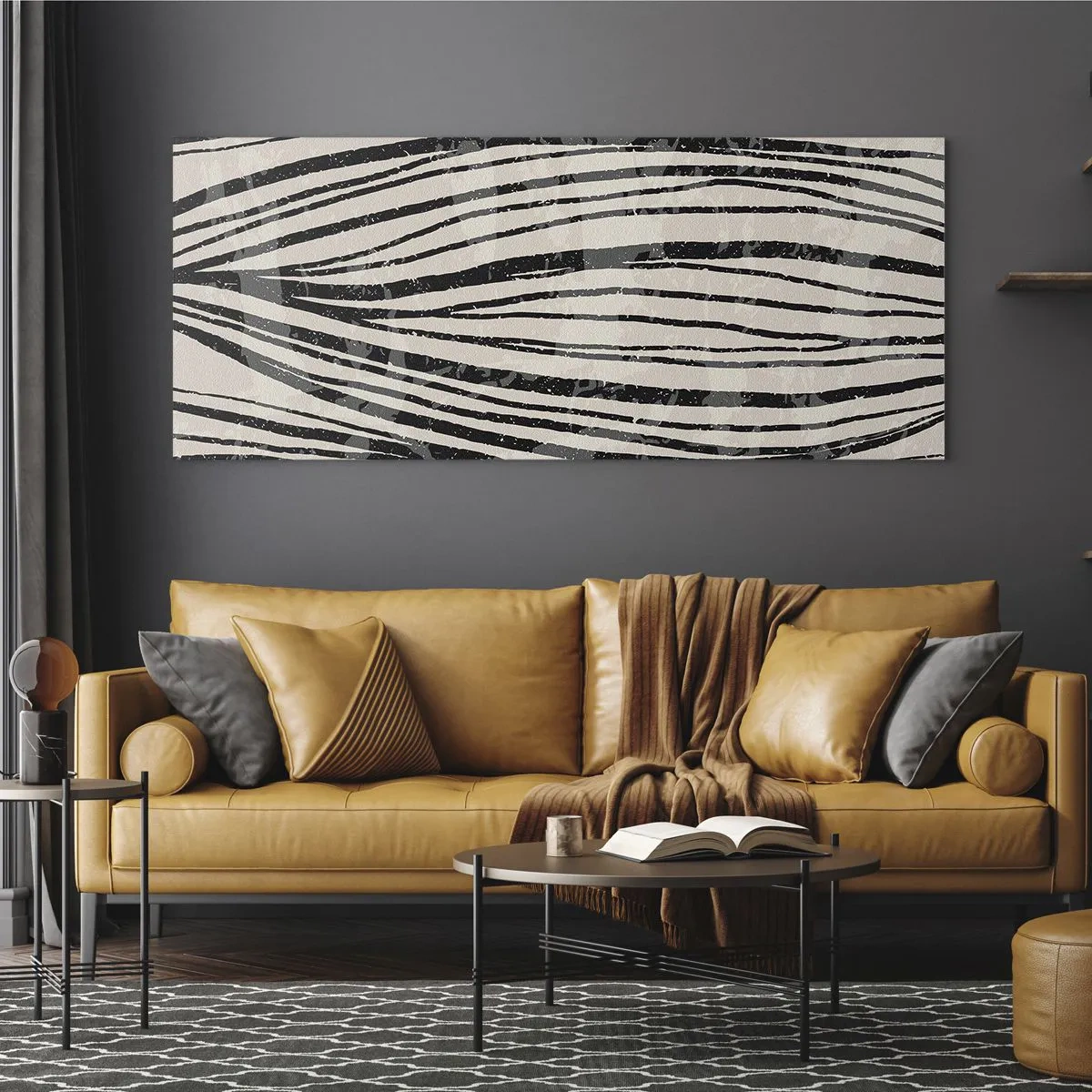 Glastavla - Bild på glas - Stänk av linjer - 100x40 cm