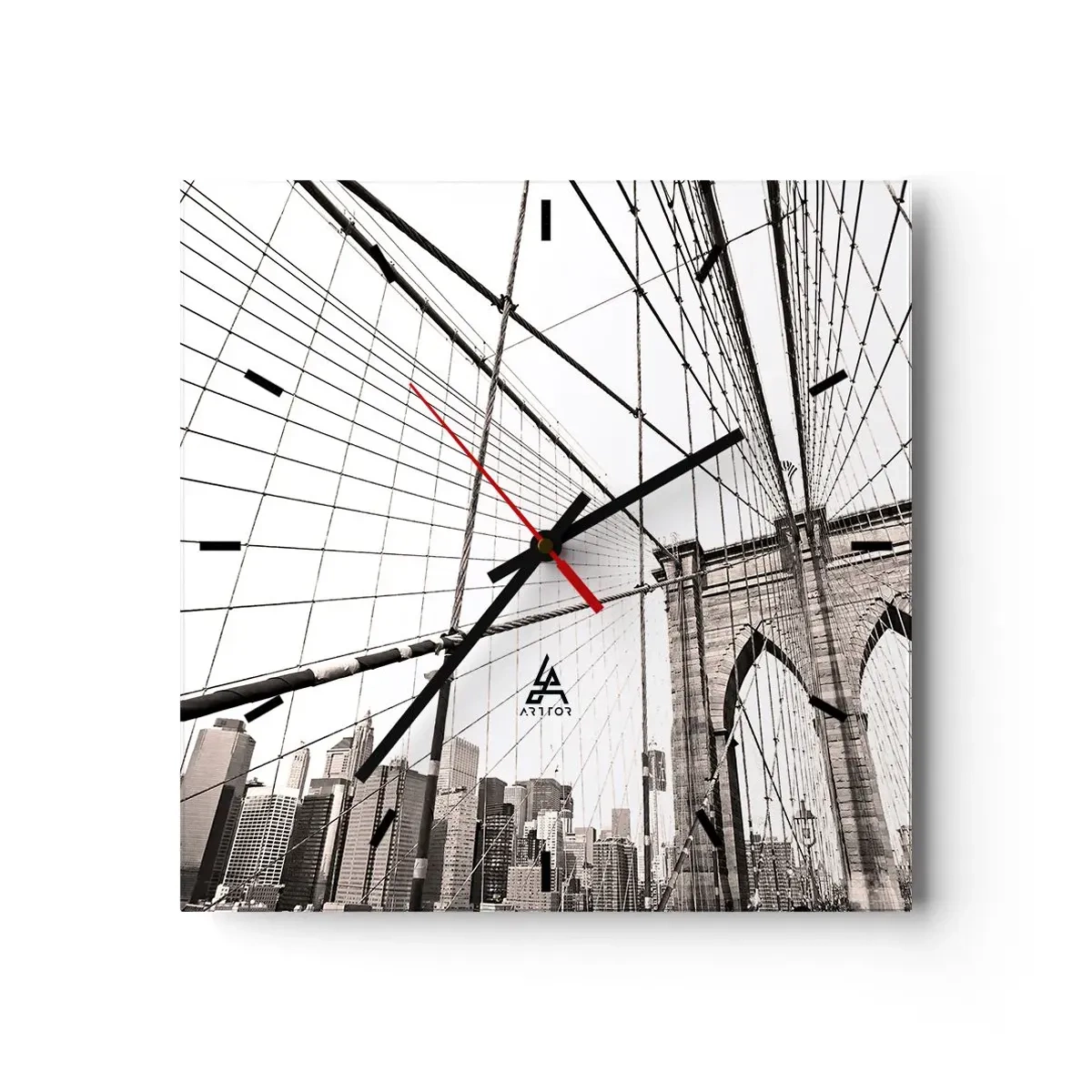 Väggklocka - Klocka på glas - Domkyrkan i New York - 40x40 cm