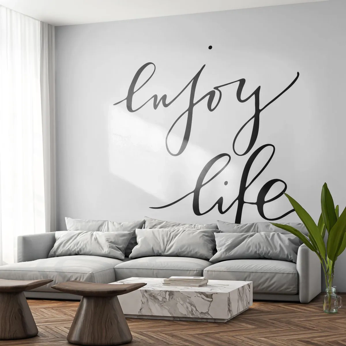 Fototapet Premium Sand - Ingenting att tillägga… - Typografi, Bekräftelse, Maxim - 250x175 cm