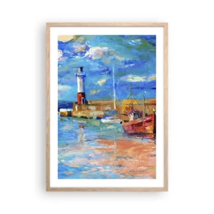 Affisch i ram av ljusek - Eftermiddag i regnbågsviken - 50x70 cm