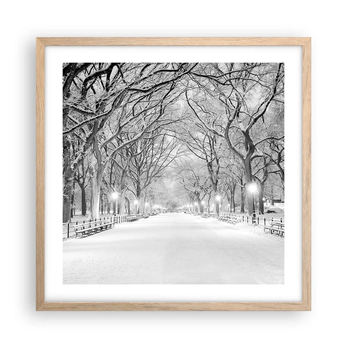 Affisch i ram av ljusek - De fyra årstiderna - vinter - 50x50 cm