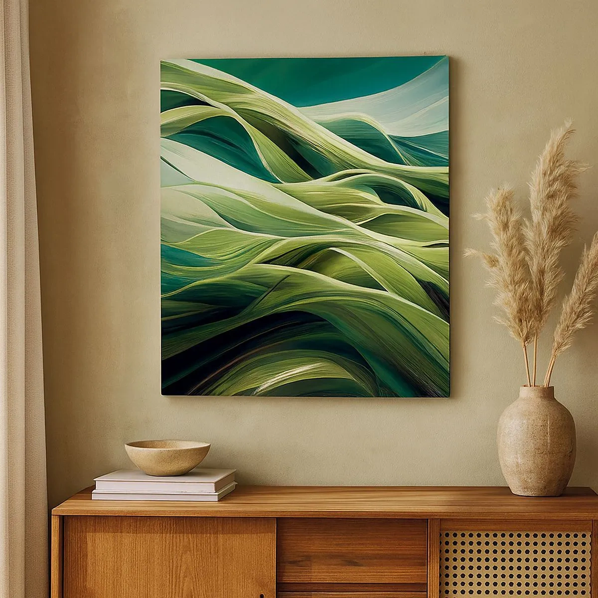 Canvastavla - Bild på duk - Ett abstrakt spel med grönt - 30x30 cm