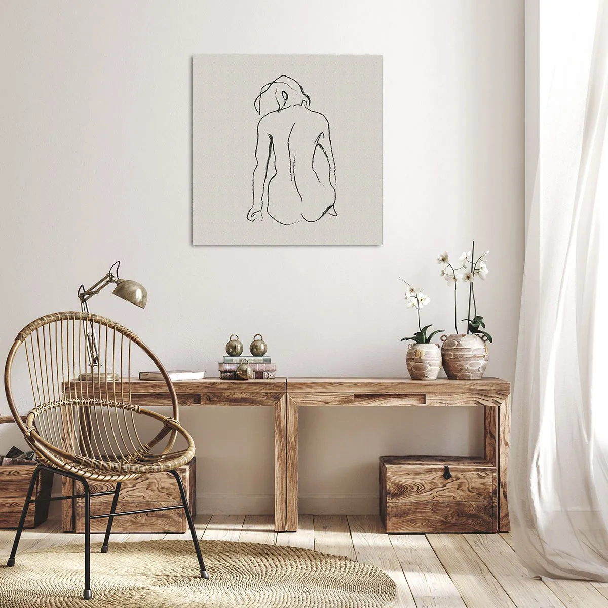 Canvastavla - Bild på duk - Naken flicka - 30x30 cm