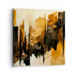 Canvastavla - Bild på duk - Harmoni av svart och guld - 30x30 cm