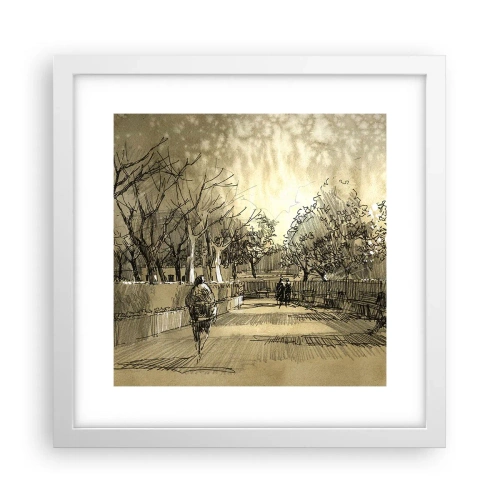 Affisch i vit ram - En stund fångad med penna - 30x30 cm