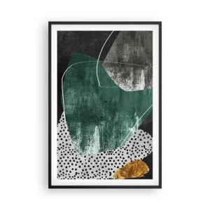 Affisch i svart ram - Färgstark abstraktion med en guldflinga - 61x91 cm