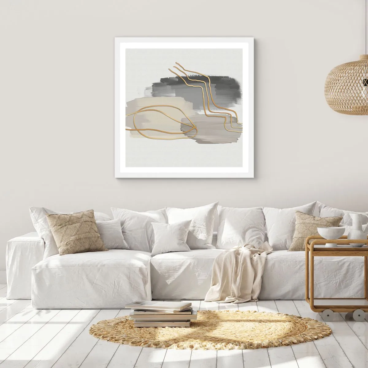 Affisch i vit ram - Varaktighet och rörelse - 40x40 cm