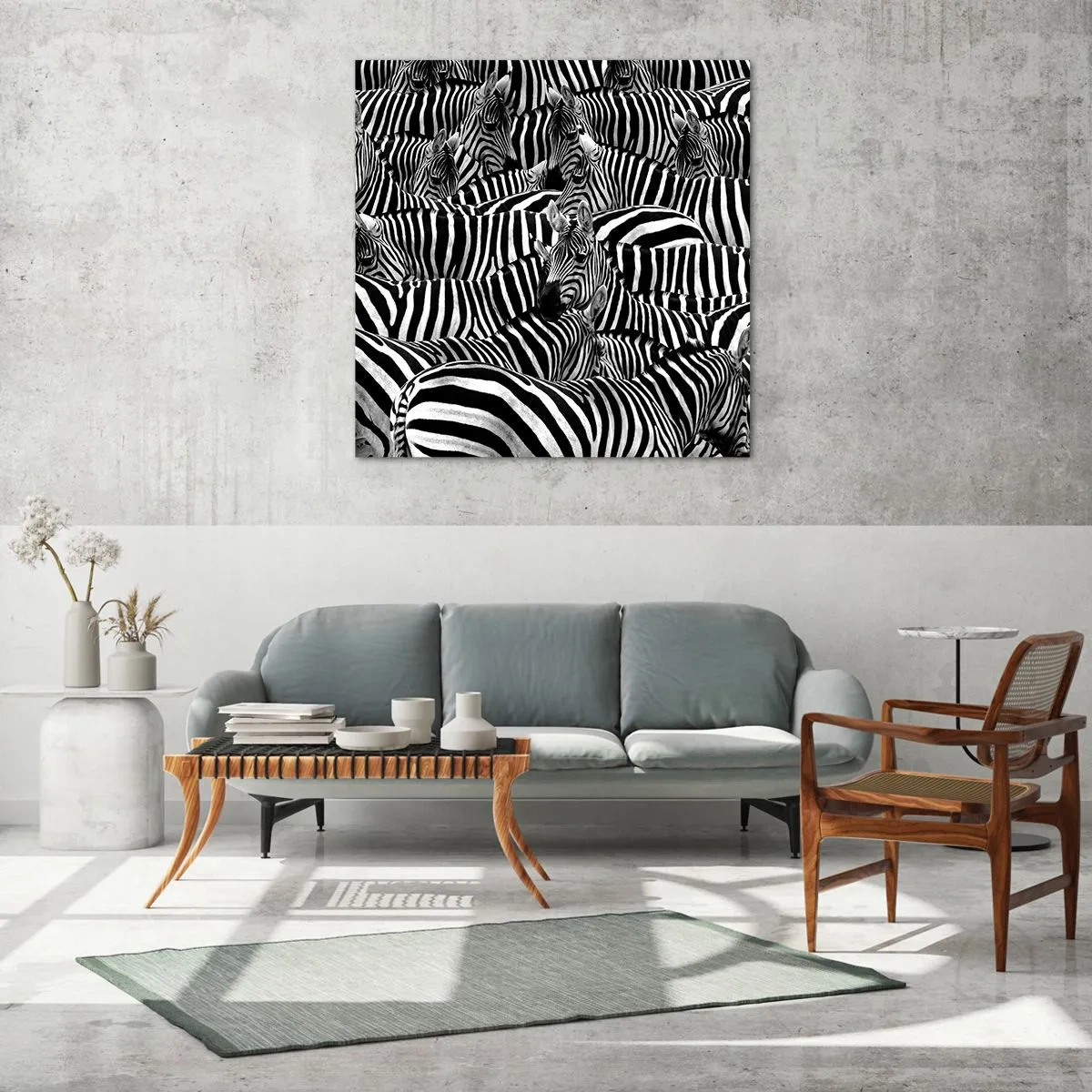 Glastavla - Bild på glas - Randig grupporträtt - 60x60 cm