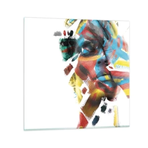 Glastavla - Bild på glas - Färgrik personlighet - 30x30 cm