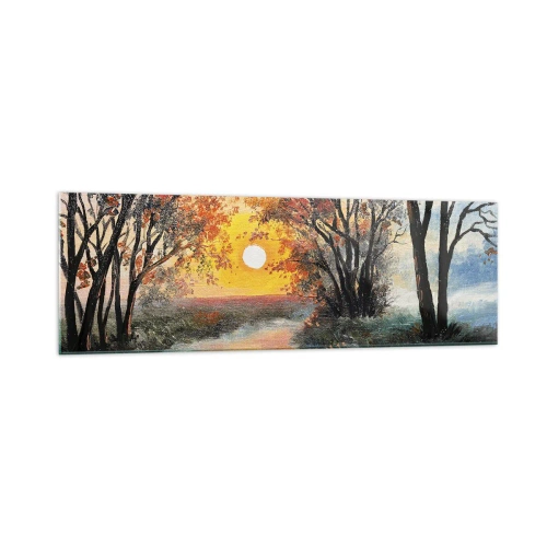 Glastavla - Bild på glas - Höststämning - 160x50 cm