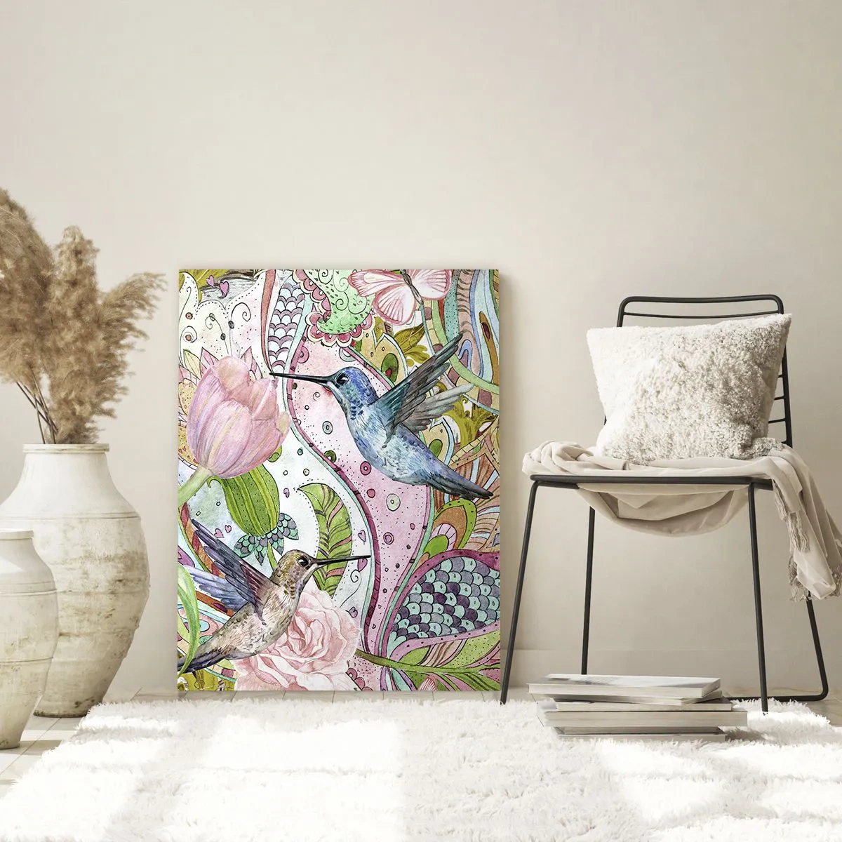 Glastavla - Bild på glas - Inbäddade i klätterväxter - 70x100 cm